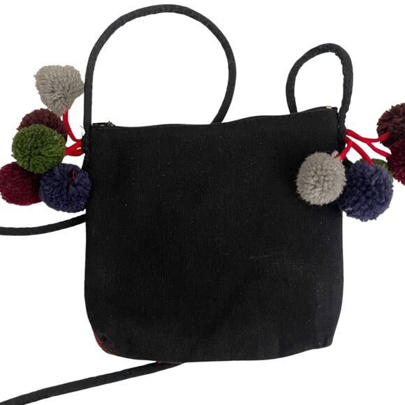 Women's Mini PomPom Crossbody Printed Abstract Zip Pouch Red - Picture 6 of 9